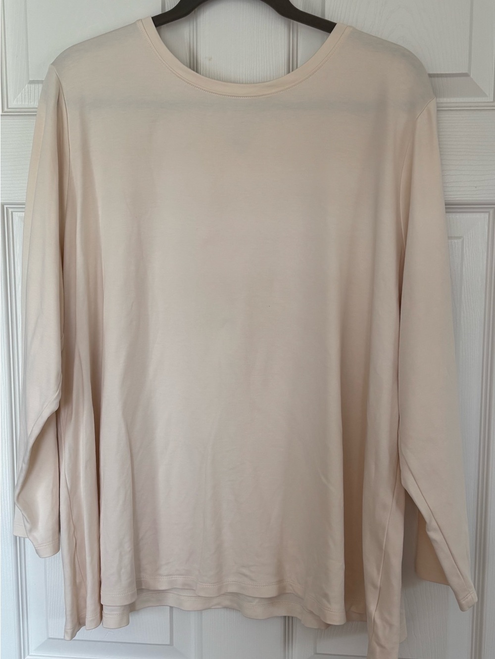 Isaac Mizrahi Crewneck Long Sleeve Shirt in Soft Cream